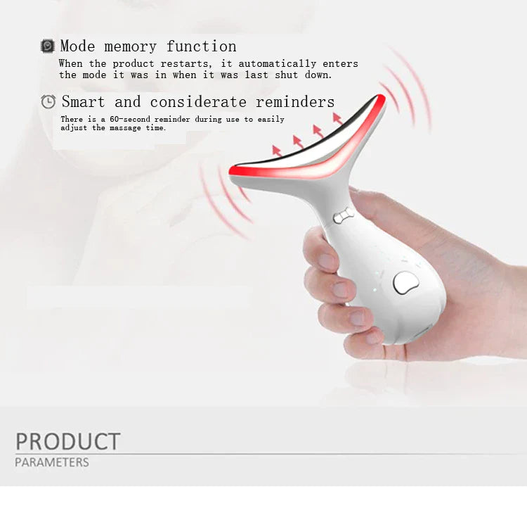 Color Light Neck Beauty Instrument - Neck Massaging Device with Vibration and Color-Changing Light Therapy