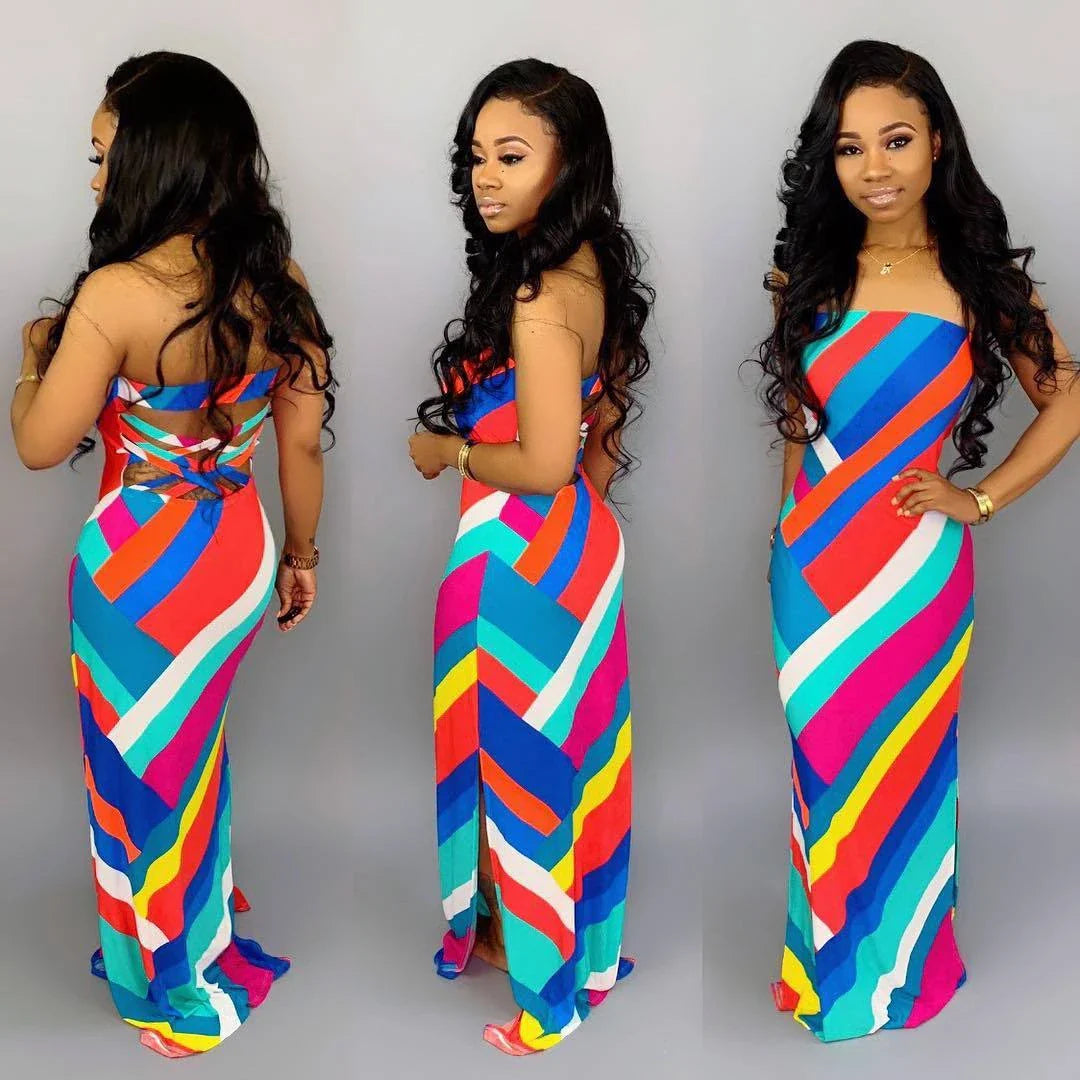 Premium halter dress with vibrant printed design, flattering silhouette, and breathable polyester fabric