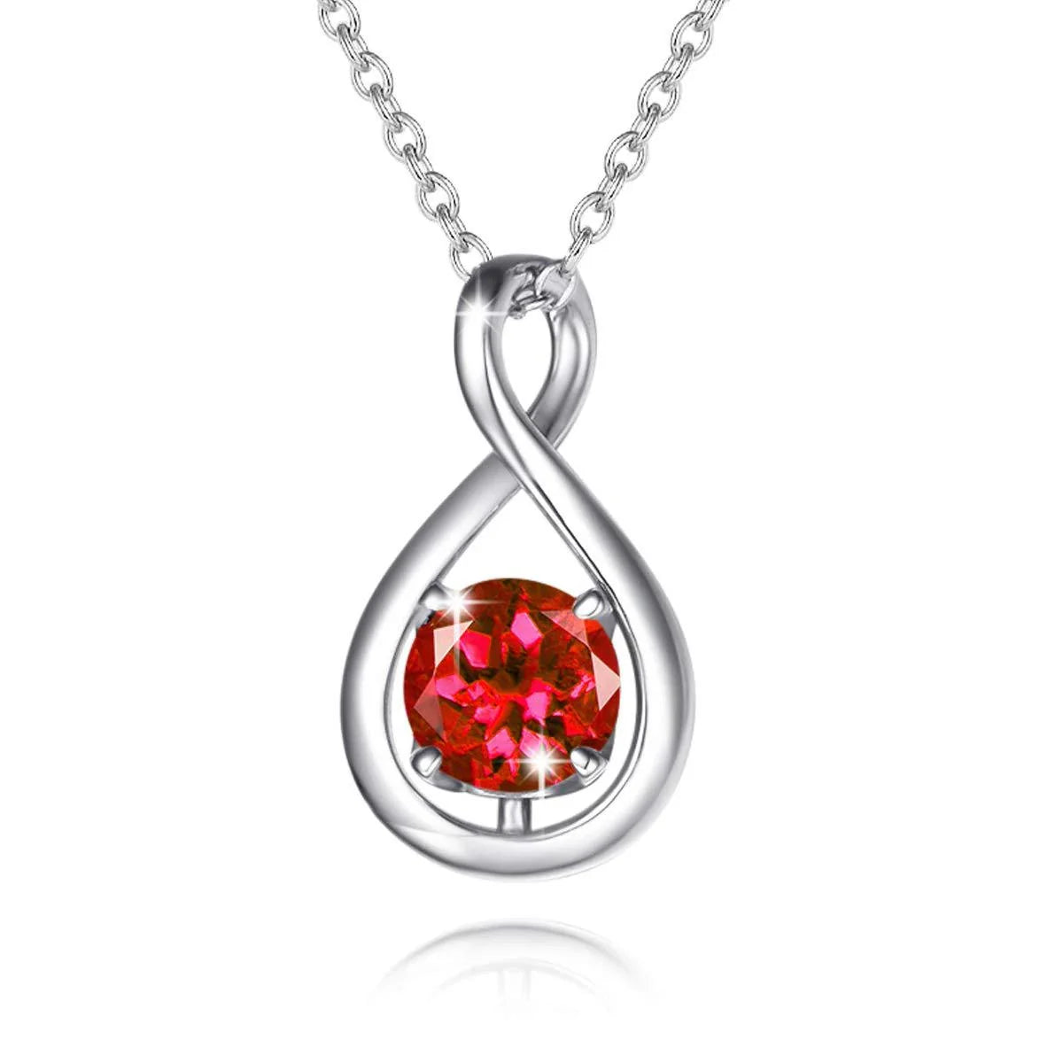 Elegant octagonal sterling silver necklace pendant with a four-claw zircon gemstone centerpiece