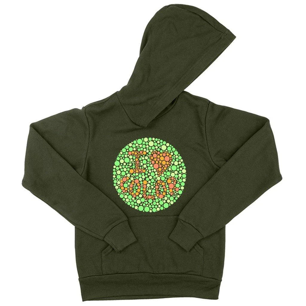 Cozy and comfortable kids' hoodie with color-blind test design, made with premium Airlume cotton-poly blend for superior softness and flexibility.