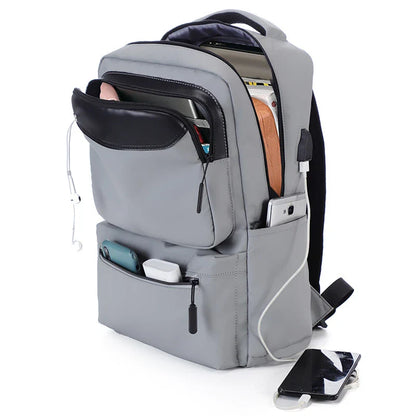 Durable water-resistant backpack with dedicated laptop and document pockets, USB charging port, and comfortable padded straps