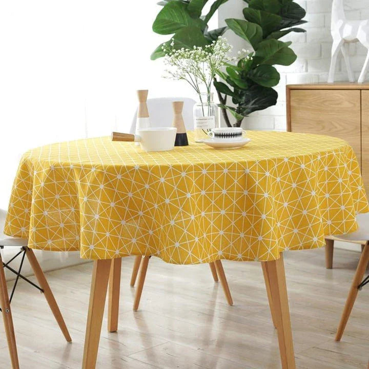 A beautiful cotton and linen Nordic-inspired decorative tablecloth in various sizes, perfect for elevating your dining experience.