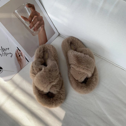 Cozy and stylish hairy slippers for fashionable women, available in multiple color options