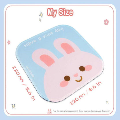 Stylish square mouse pad with cute animal design, featuring a smooth cloth surface and non-slip rubber base for precise mouse tracking and stability