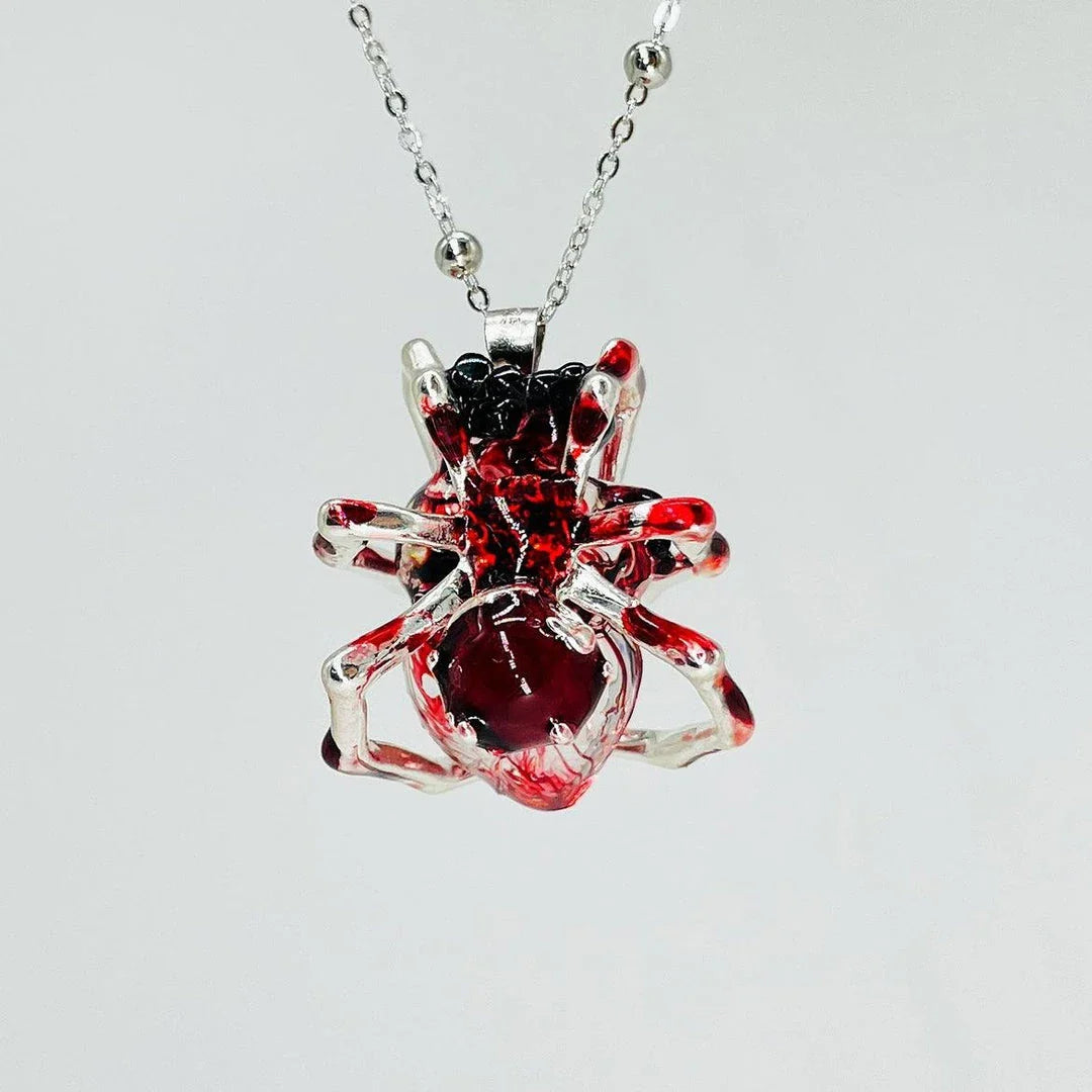 Handcrafted spider web heart pendant necklace with adjustable chain in various styles and colors