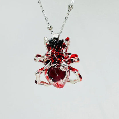 Handcrafted spider web heart pendant necklace with adjustable chain in various styles and colors
