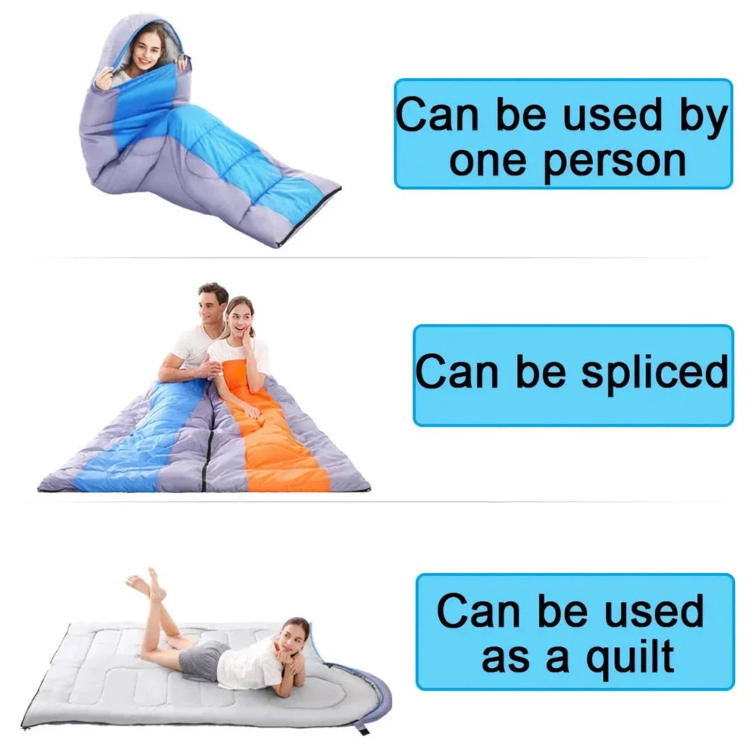 Lightweight Waterproof Envelope Sleeping Bag with Durable Terylene Fabric and Fleece Lining for Outdoor Adventures