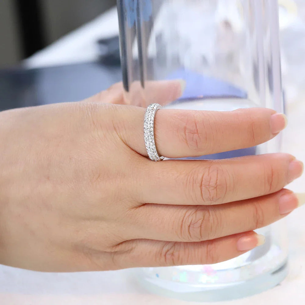 A personalized couple's ring made of stainless steel and adorned with sparkling rhinestones, symbolizing the beauty of your love story.