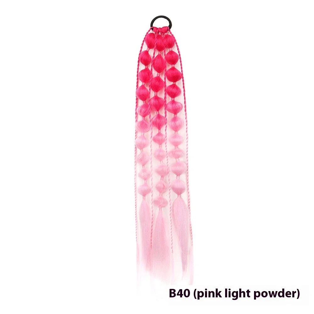 Colorful bubble braid ponytail wig made of high-quality heat-resistant fibers for a vibrant, unique style