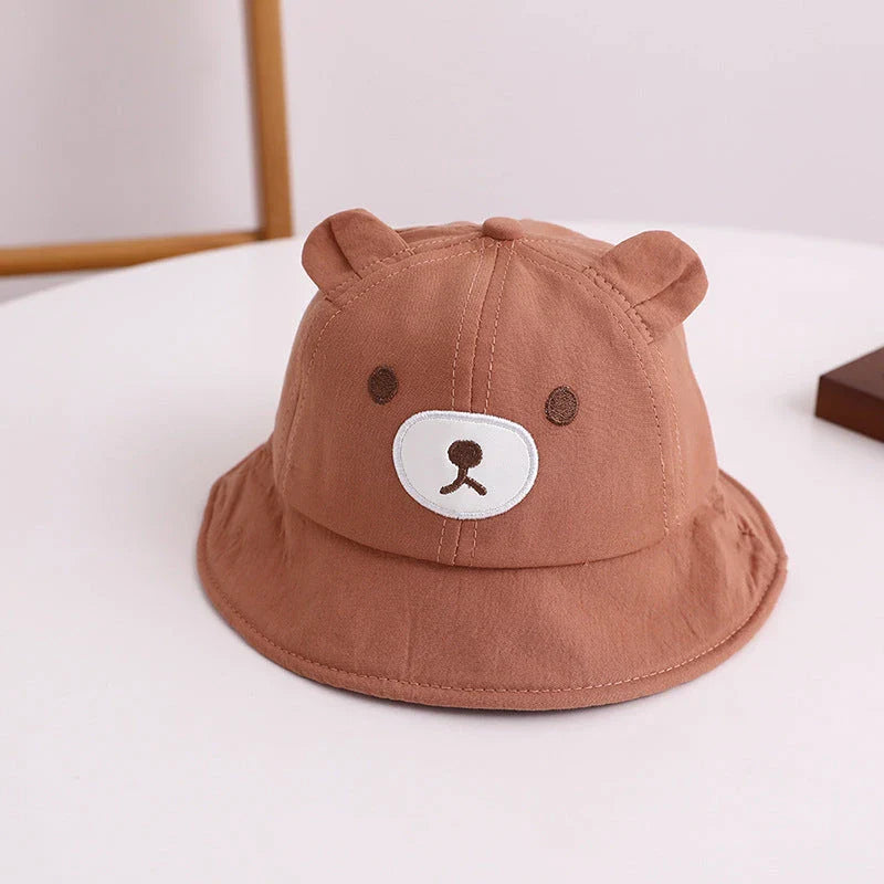 Adorable Kids Bear Decor Panama Bucket Hat with Playful Bear Ear Design for Outdoor Fun and Sun Protection