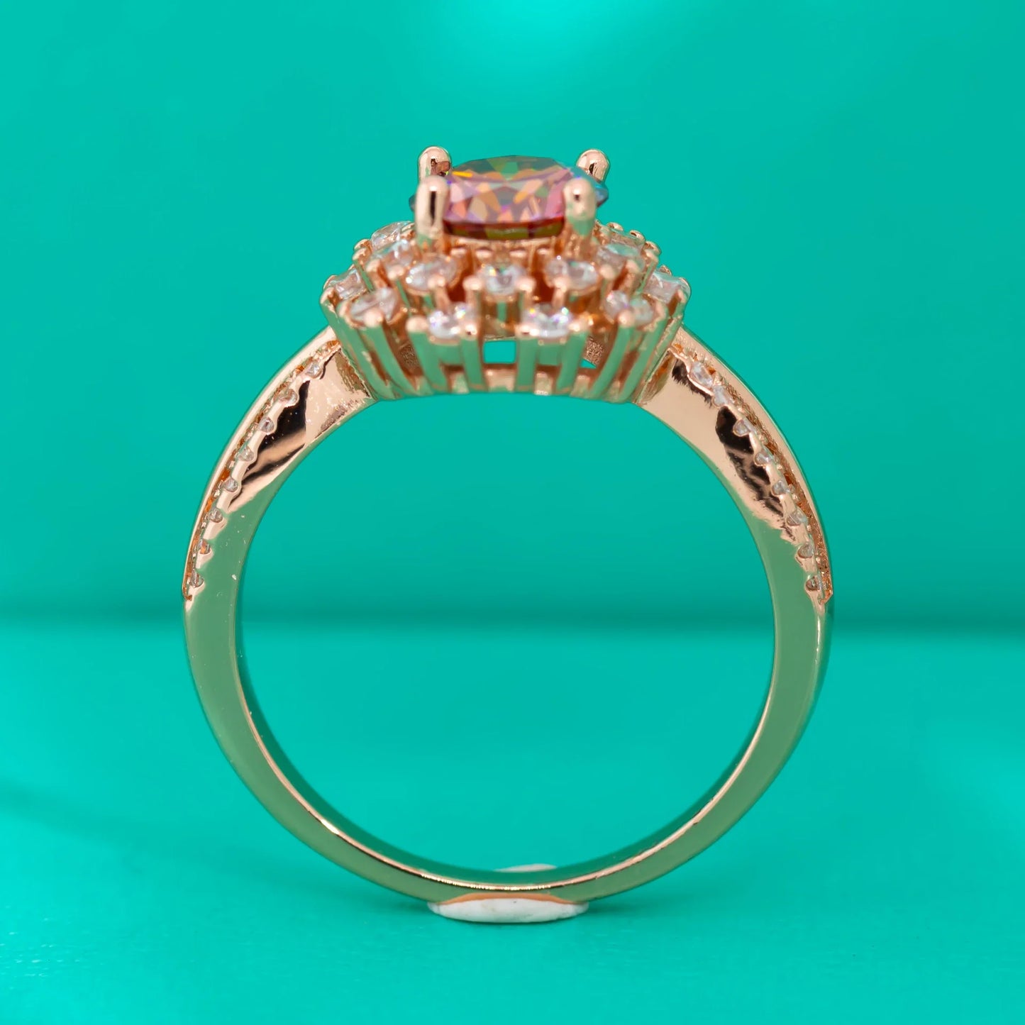 Elegant red moissanite flower ring for women with delicate design and sparkling accents