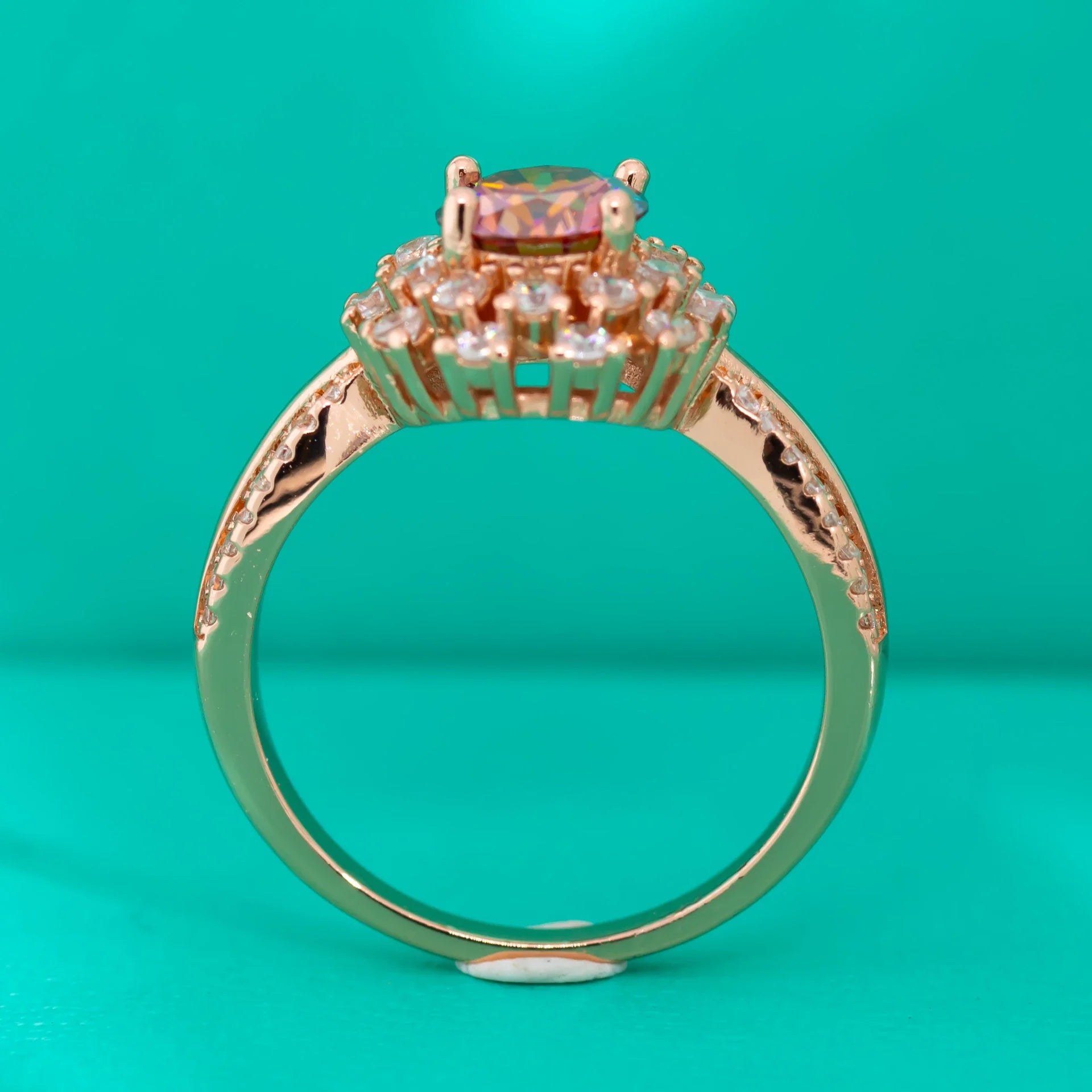 Elegant red moissanite flower ring for women with delicate design and sparkling accents