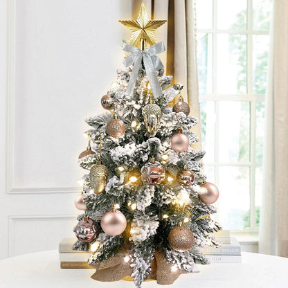 2-Foot Mini Flocked Christmas Tree with Warm LED Lights - Compact Tabletop Holiday Decoration for Home and Office