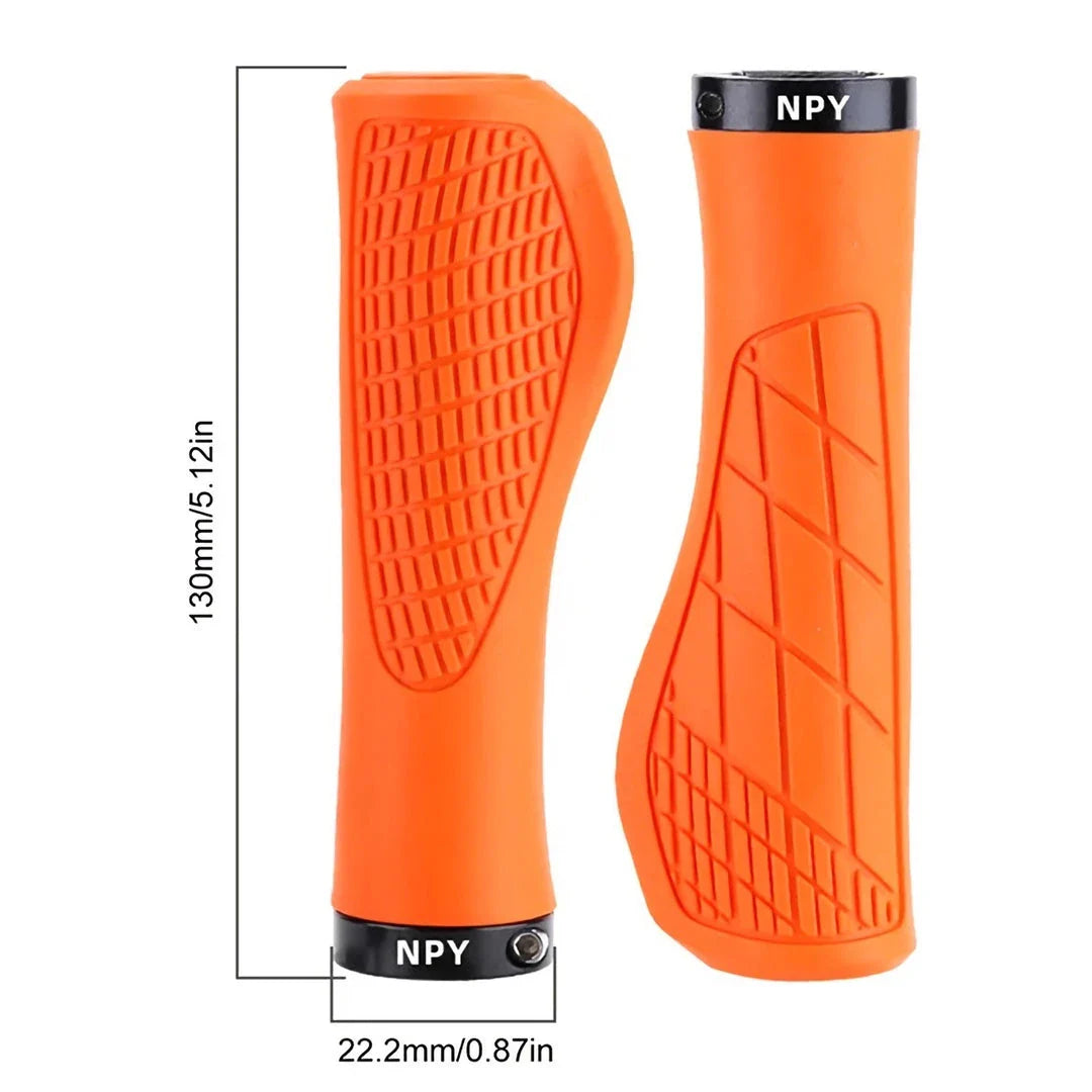 Durable and comfortable lock-on mountain bike grips in various vibrant colors for all-terrain riding