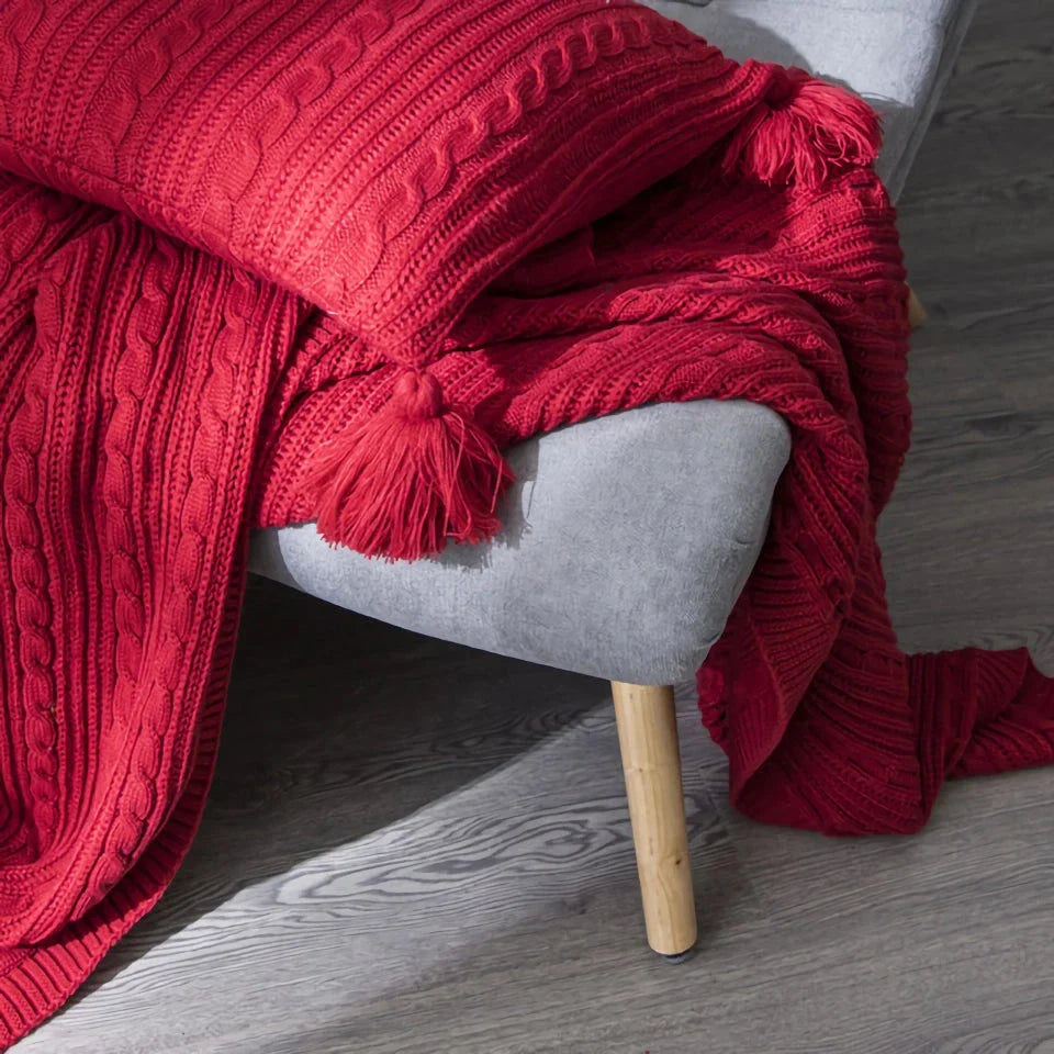 Elegant striped and tassel cushion cover in various sizes and colors for beds, sofas, and home decor
