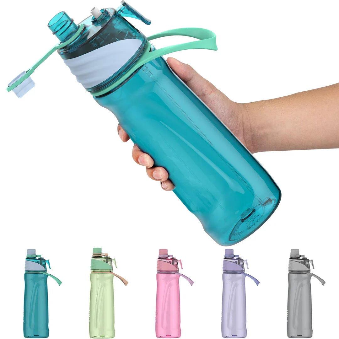 Dual-Function Sports Water Bottle with Refreshing Spray - Stay Hydrated and Cool During Outdoor Activities and Workouts