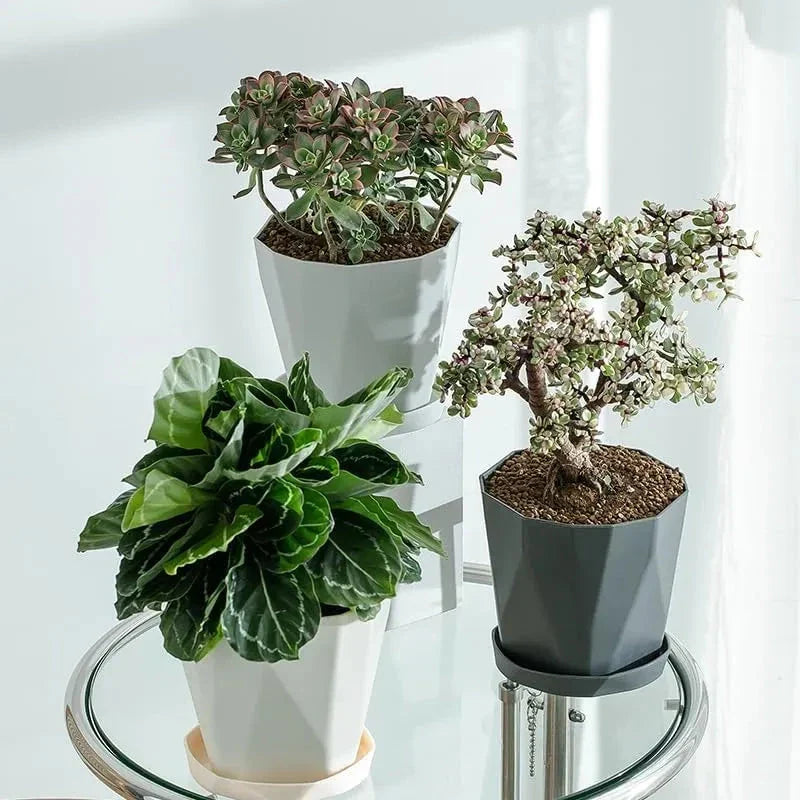 Elegant Nordic-style resin flower pot with a minimalist design, perfect for displaying indoor plants and adding a touch of Scandinavian charm to any room.