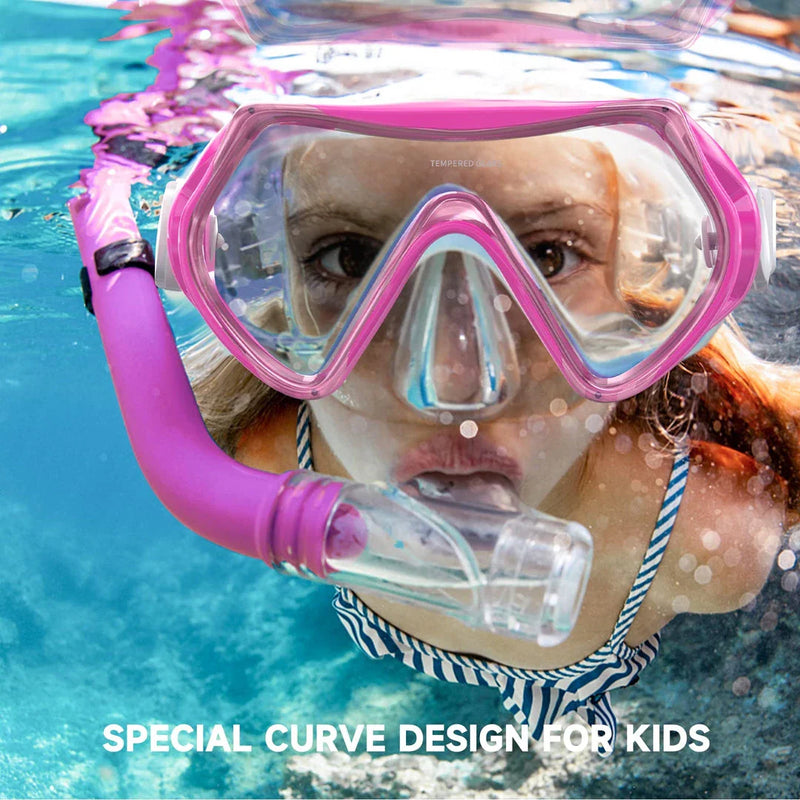 Hhomeenjoy US Premium Kids Snorkel Mask with Nose Cover for Underwater Exploration