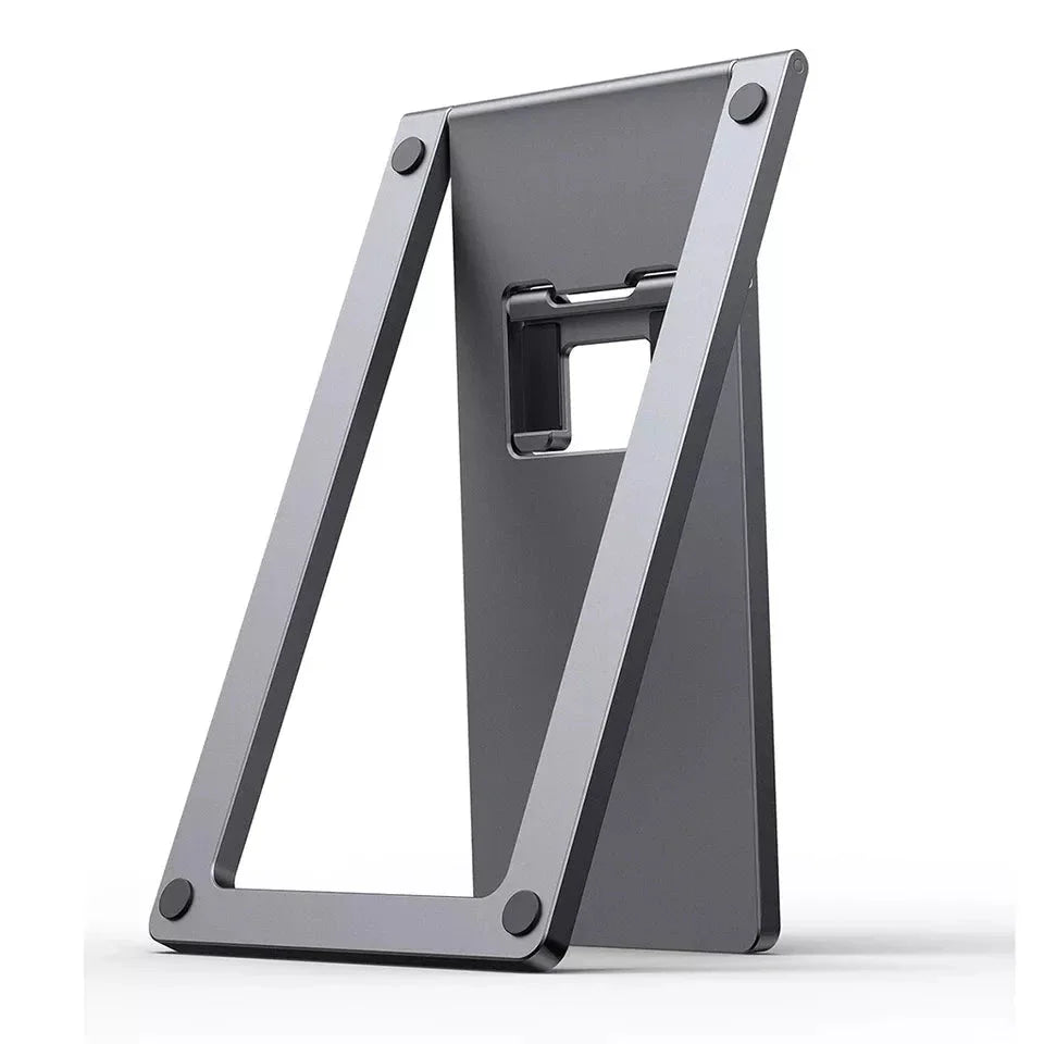 Aluminum Foldable Desktop Tablet and Laptop Stand with Adjustable Angles and Sleek Design