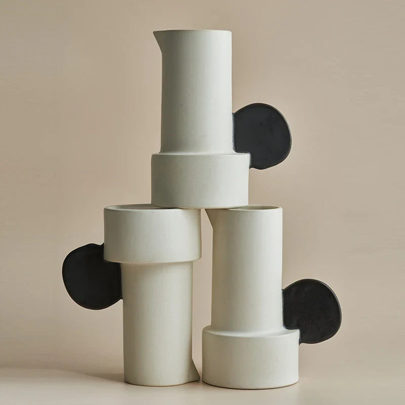 Trendha Ceramic Vase with Misty Moon Finish - Handcrafted Home Decor Accent Piece