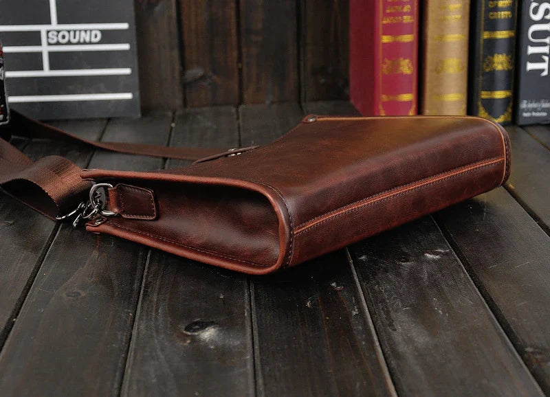 Stylish Men's Shoulder Messenger Bag with Korean-inspired Design, Crafted from Durable PU Leather