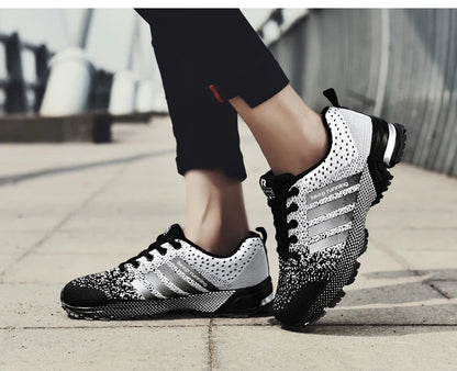 Lightweight, breathable mesh running shoes with flexible rubber soles for active lifestyles