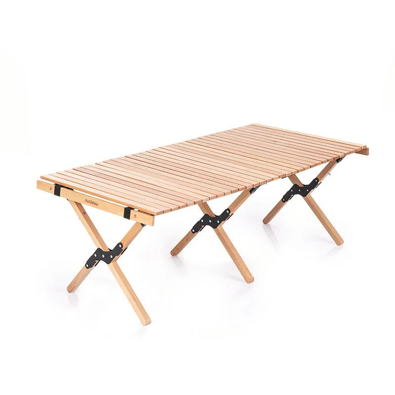 Durable Outdoor Folding Table made of beech wood with a khaki color, perfect for camping, picnics, and outdoor gatherings