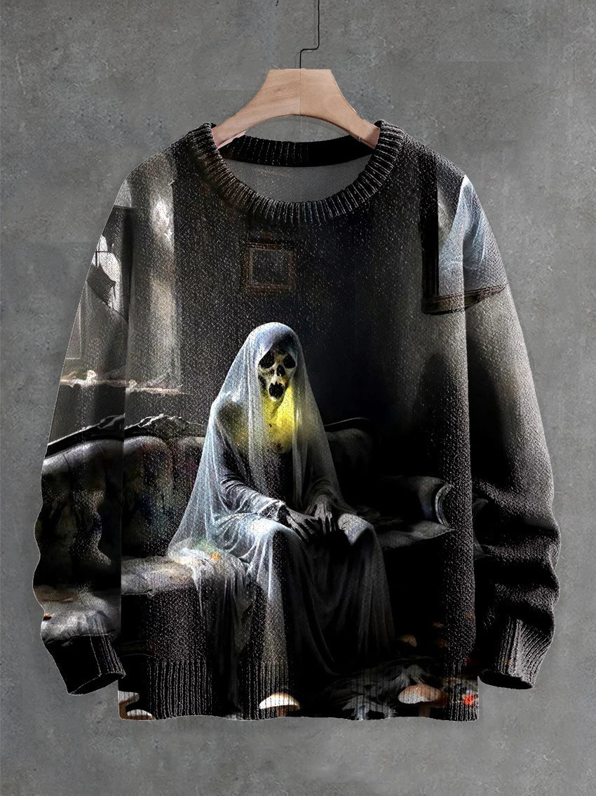 Ghostly Halloween sweater with playful ghost design, available in a variety of colors and sizes