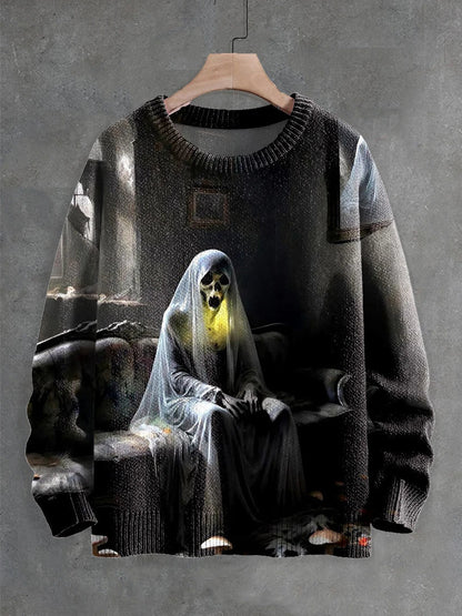 Ghostly Halloween sweater with playful ghost design, available in a variety of colors and sizes