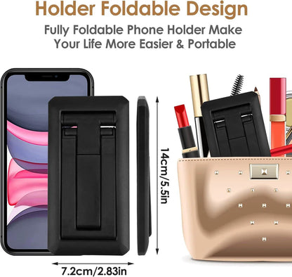 Adjustable and foldable phone stand made of durable aluminum alloy and silicone pads for hands-free convenience