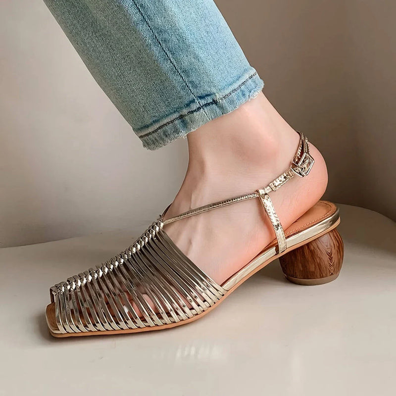 Hhomeenjoy US Stylish High Heel Genuine Leather Sandals for Versatile Wear