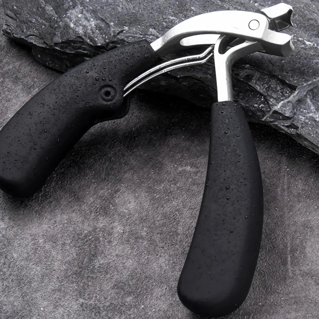 Heavy-Duty Curved Nail Clippers for Thick Toenails and Elderly Care with Stainless Steel Construction and Anti-Splash Storage