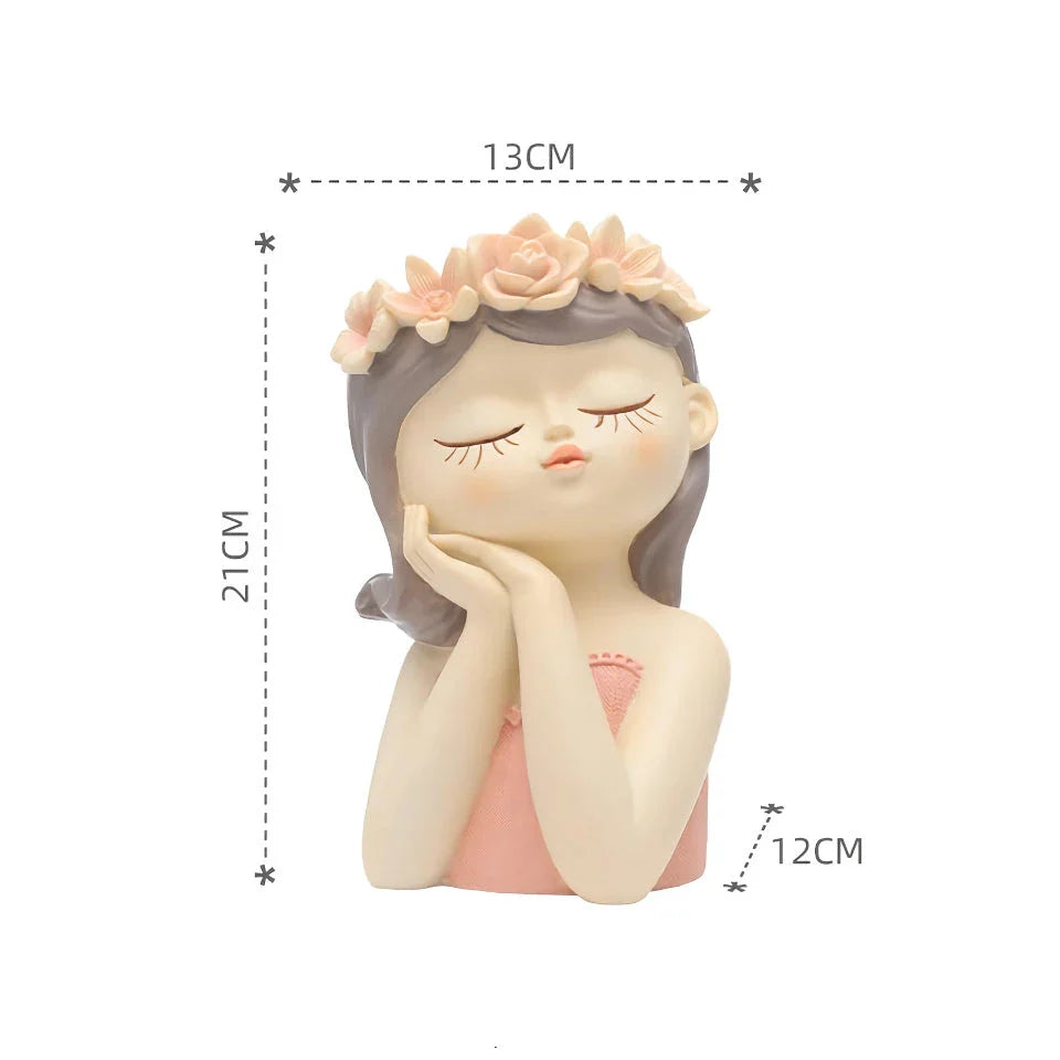 7.8-inch Fairy Girl Planter with hand-painted details, designed to hold succulents and small plants