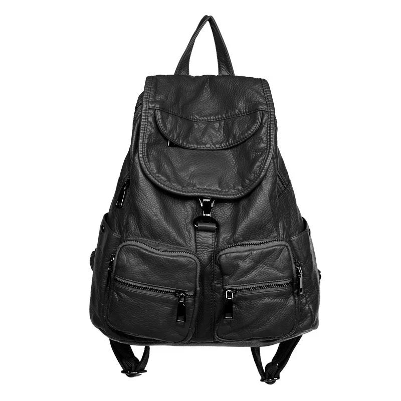 Fashionable leather backpack with multiple storage pockets and adjustable straps for comfort and organization