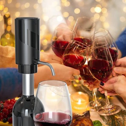 Elegant and modern wine decanter with USB charging and detachable silicone catheter for easy pouring and cleaning.