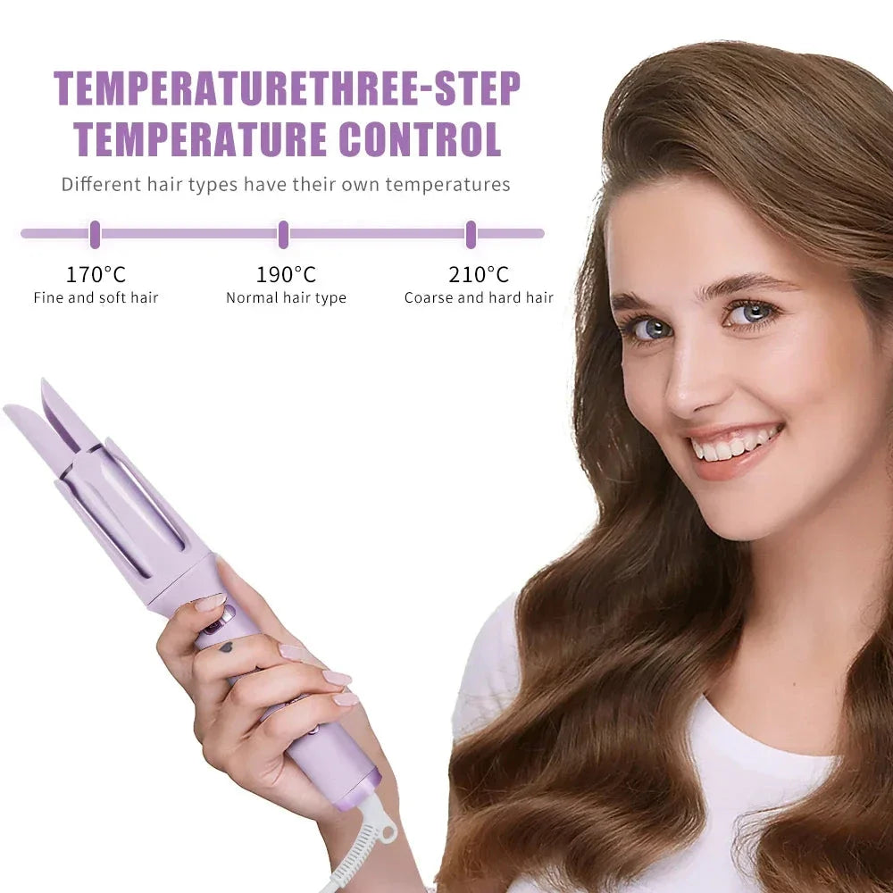 32MM Automatic Rotating Hair Curler with ceramic barrel and adjustable heat settings for creating salon-quality curls at home
