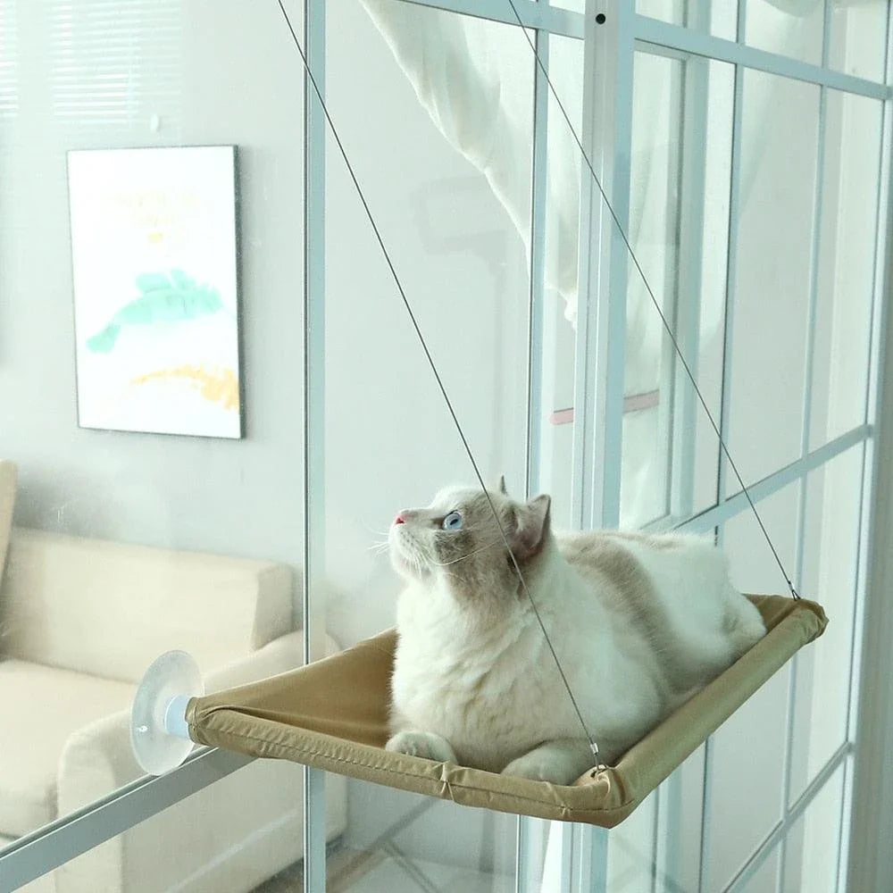 Cozy cat hammock in various colors, including green, khaki, purple, blue, and more, with and without cushions
