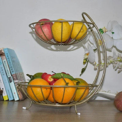 Sleek black iron fruit basket organizer for kitchen counter display and storage