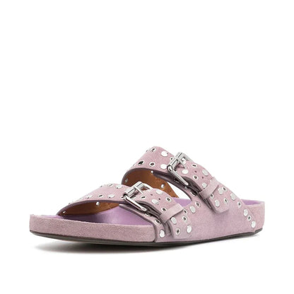 Premium leather platform sandals for women with a stylish buckle detail and comfortable rubber sole