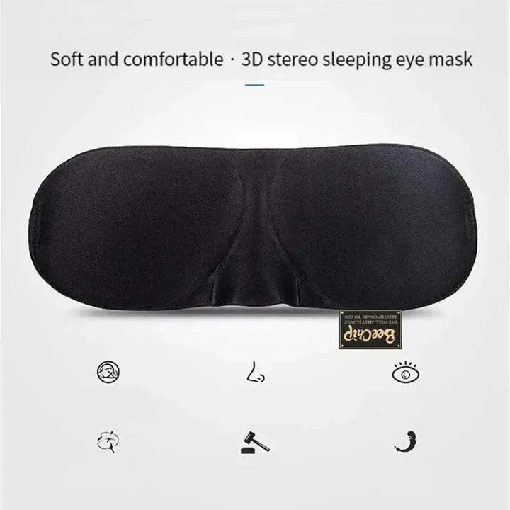 Soft, contoured sleep mask with memory foam construction for comfortable, uninterrupted sleep