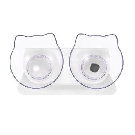 Ergonomic Non-Slip Cat Bowls with Raised Stand in Gray and Black colors