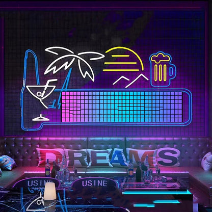 Customizable Pixel Ambience Light with Bluetooth Connectivity - Vibrant RGB Lighting, Adjustable Settings, and Versatile Power Supply Options