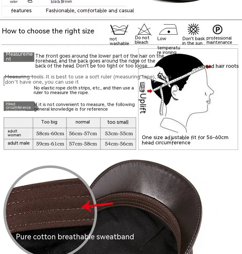 Premium Autumn and Winter Sheepskin Flat-top Hat in black and brown colors