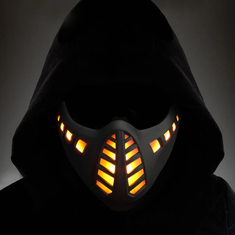 Illuminating Halloween Carnival LED Half Face Mask with adjustable velcro closure and LED lights