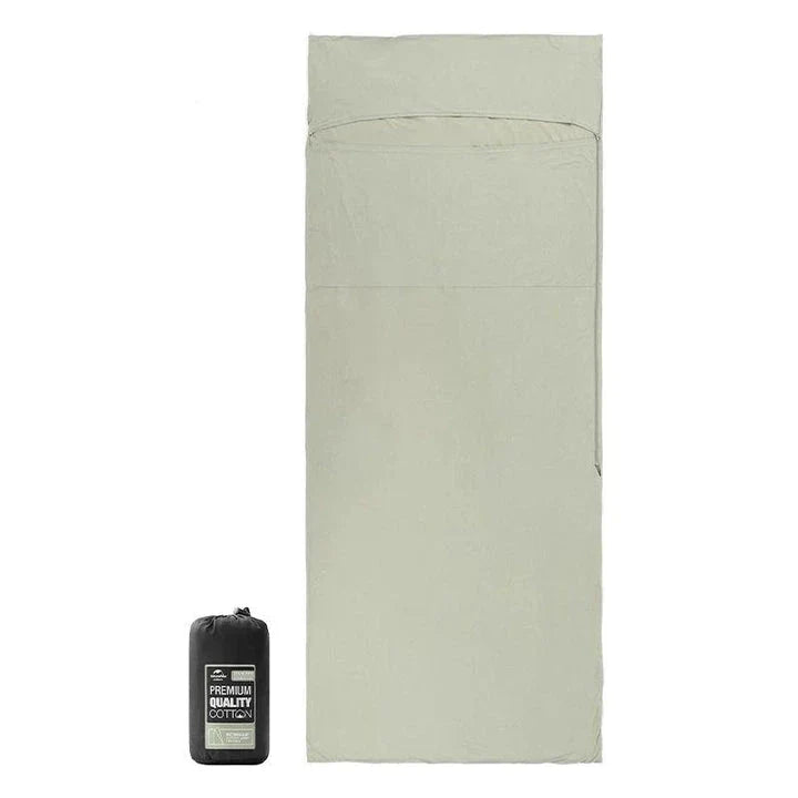 Premium cotton sleeping bag liner for comfortable and hygienic outdoor adventures and travel