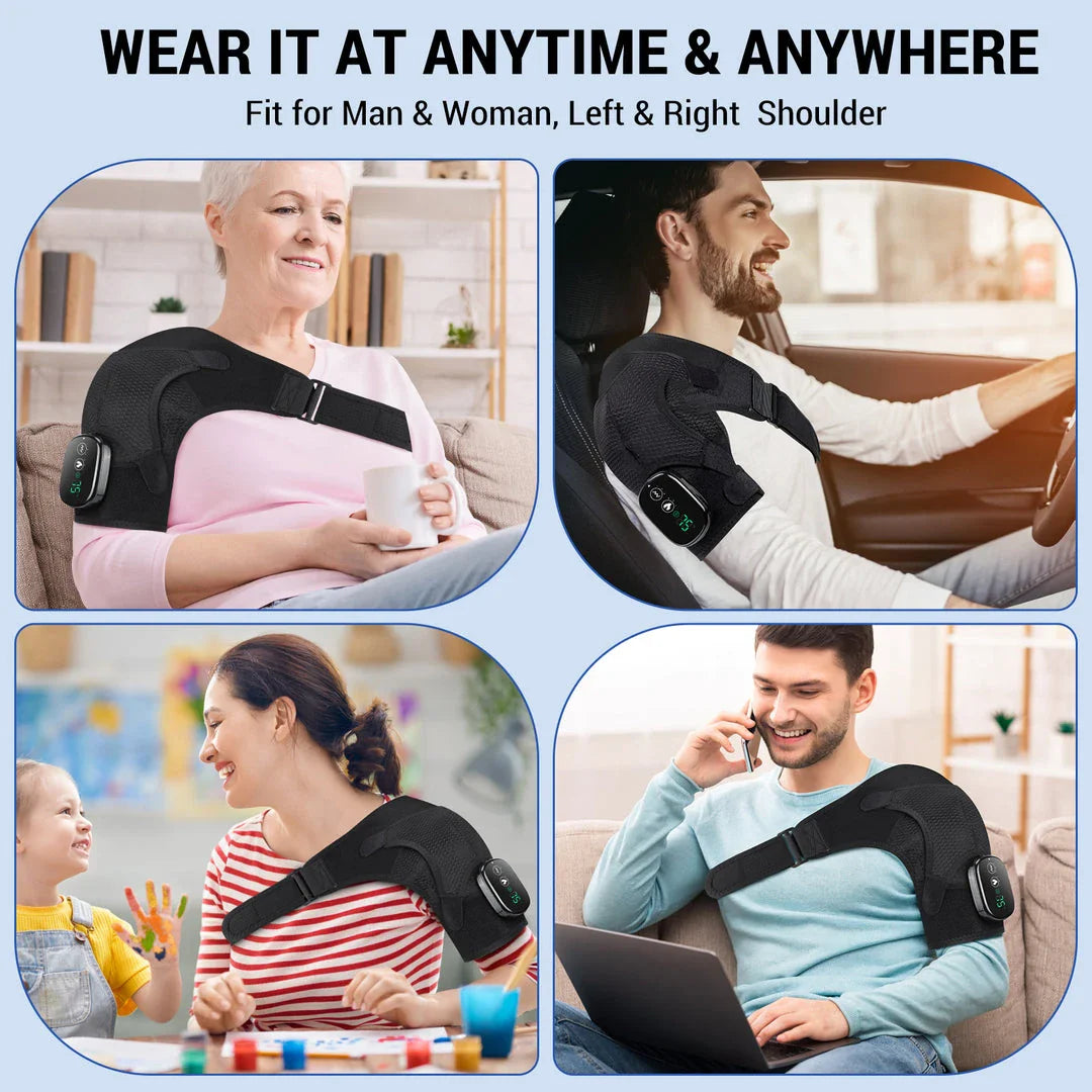 Premium 2-in-1 Electric Heating Shoulder Massager and Adjustable Heated Back Brace for Pain Relief and Muscle Relaxation