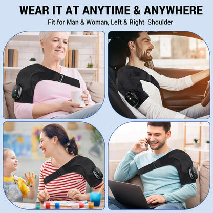 Premium 2-in-1 Electric Heating Shoulder Massager and Adjustable Heated Back Brace for Pain Relief and Muscle Relaxation