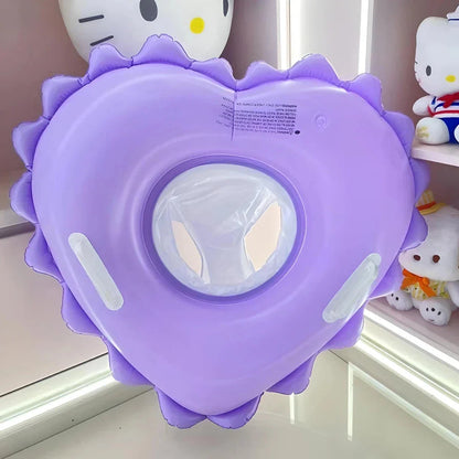 Inflatable pool float and swim ring seat for kids with sturdy handles and comfortable cotton pocket