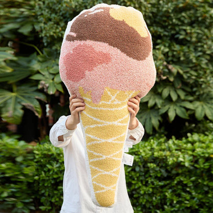 Soft and cozy Kawaii ice cream throw pillow with a playful design, perfect for adding a touch of sweetness to your home decor.