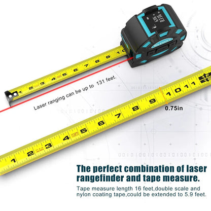 40M 2-in-1 Digital Laser Tape Measure and Rangefinder - Precision Measurement Tool for Home, Construction, and DIY Projects